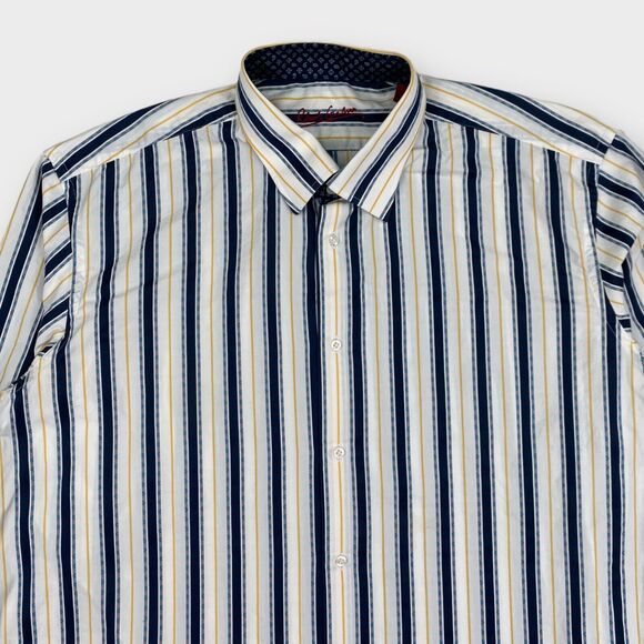 Robert Graham Dress Shirt Mens XXL Striped Southwestern Button Up Cotton Silk - Picture 3 of 15